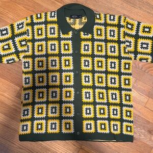 Green and Yellow Patterned Men's Sweater